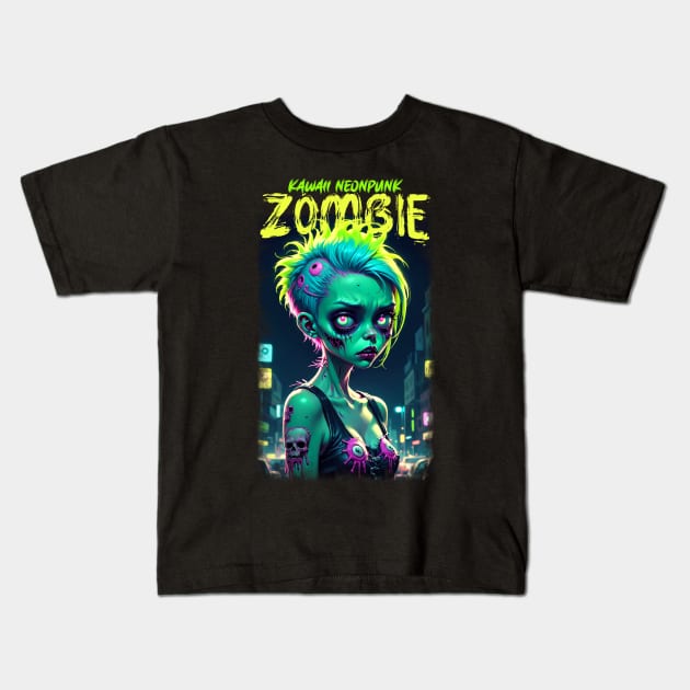 Kawaii Neonpunk Zombie Kids T-Shirt by KawaiiDread